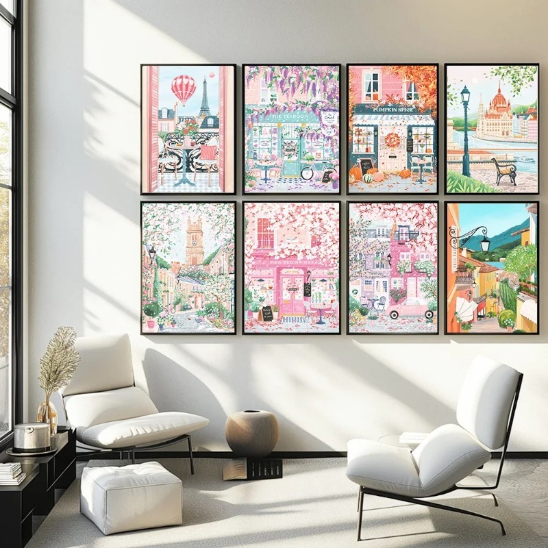 Coffee Tea Home - Parijs Londen Hongarije Reisposter en print