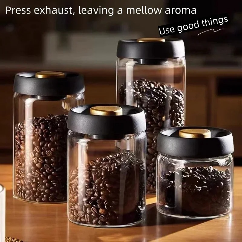 Coffee Tea Essentials - Handmatige vacuümverzegelde koffiemot Hoge borosilicaatglas Vochtbestendige