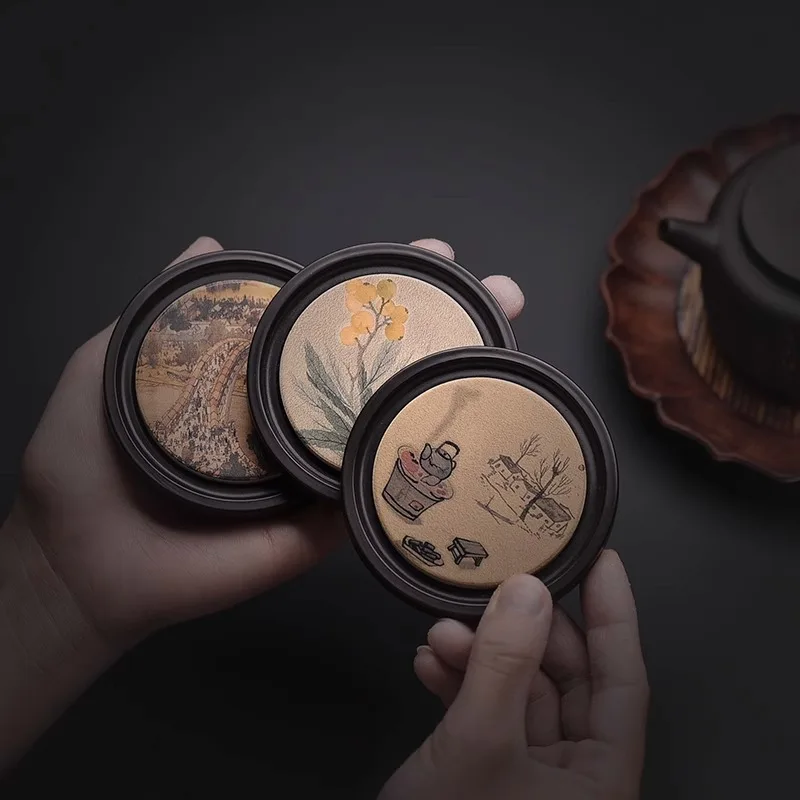 Coffee Tea In Chinese - Ronde houten bekermat Hittebestendige onderzetter Chinese