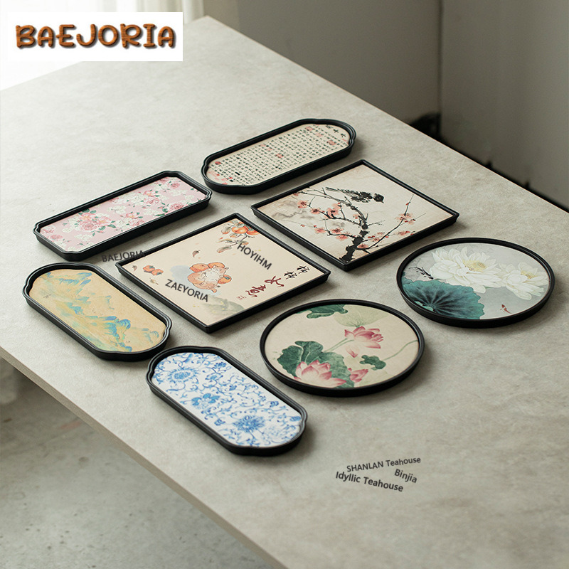 Coffee Tea In Chinese - Chinees creatief waterabsorberend theeblad, esthetisch snackbord,