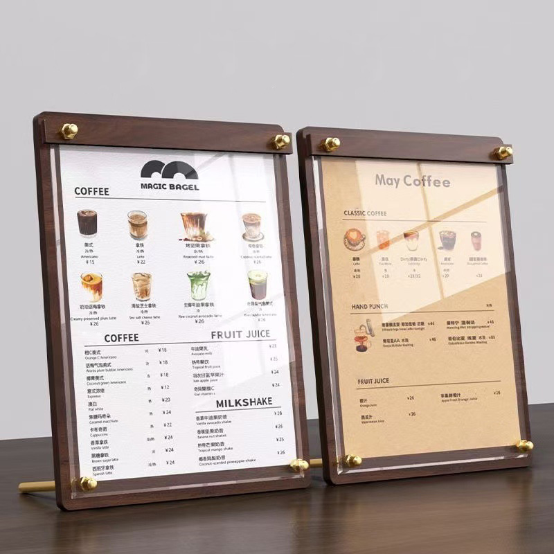 Coffee Tea Stand - Aangepaste A4/A5 Acryl Menukaart Prijslijst Display