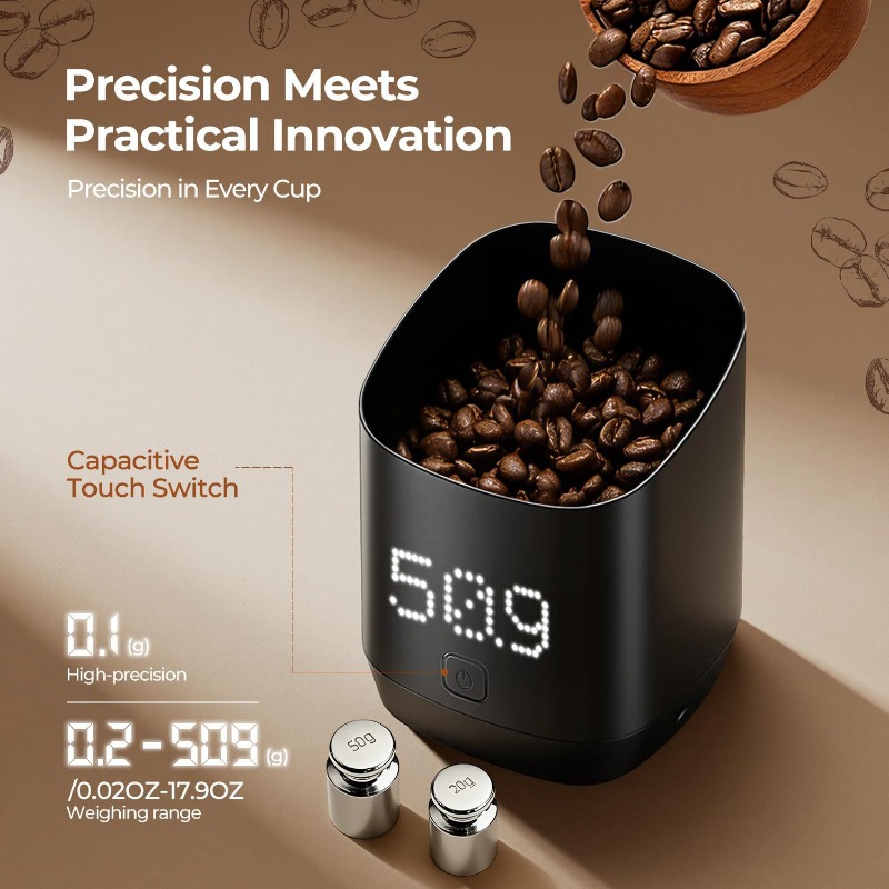 Coffee Bean Scale - Slimme koffieweegbeker Elektronische weegschaal Precieze dosering