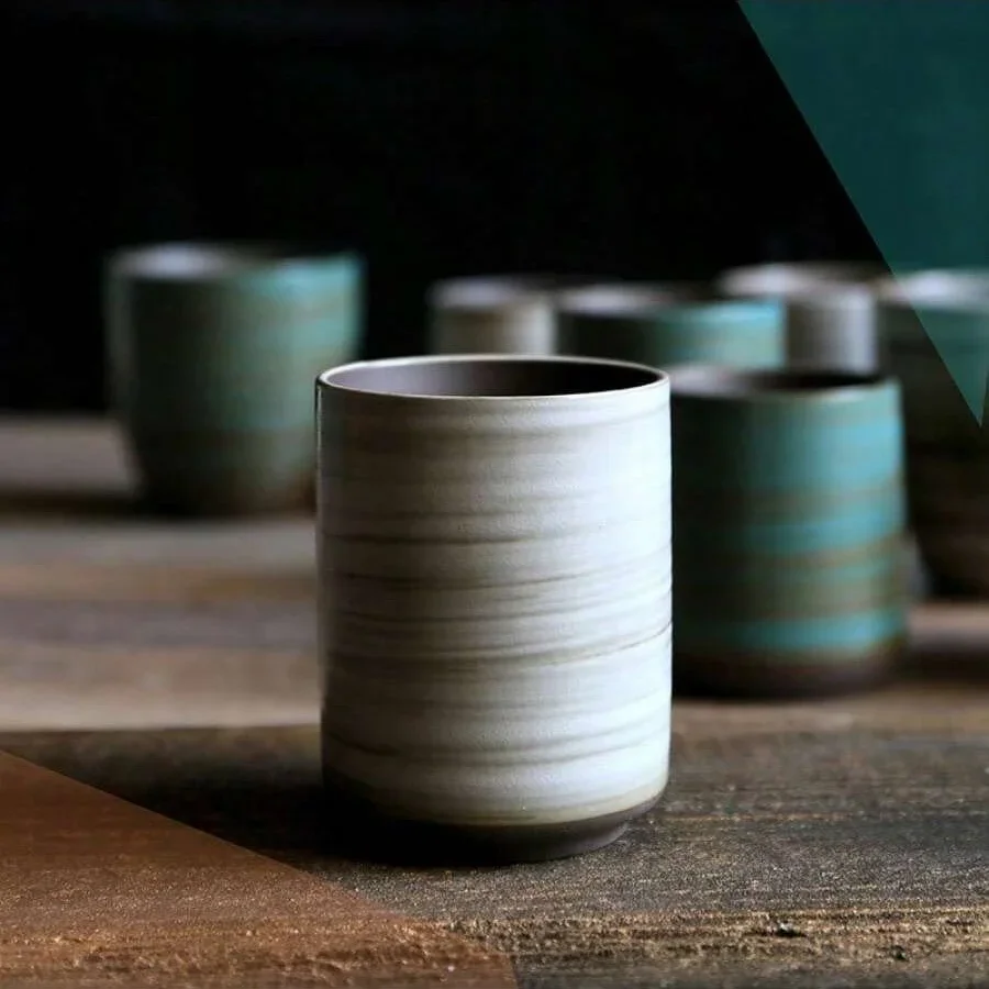 Coffee Tea Essentials - Handgeschilderde Crackle Glaze Stoneware Mok, Vintage