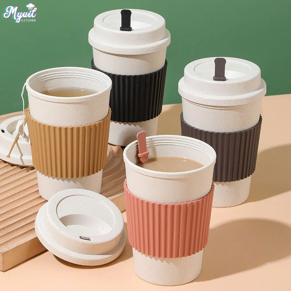 Coffee Tea Essentials - 450ML Koffiekopjes Met Deksels Tarwestro Herbruikbare