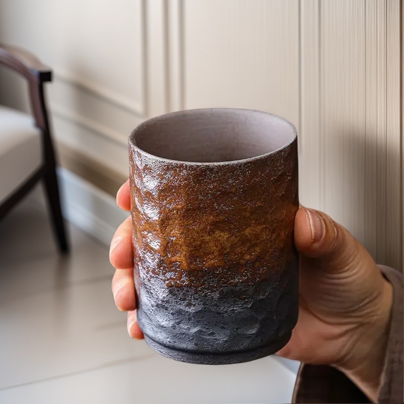 Coffee Tea In Chinese - Vintage handgemaakte Chinese steengoed mok -