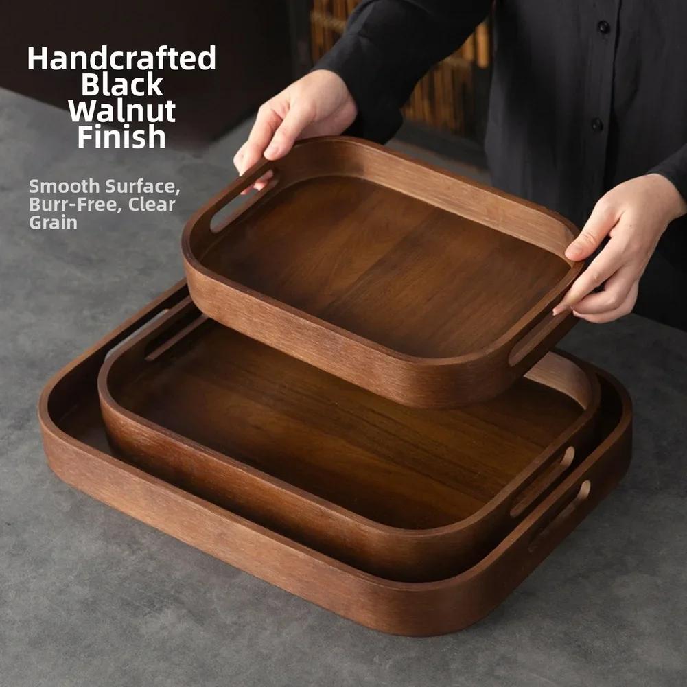 Coffee Tea Stand - Houten theeblad met handvatten Multifunctionele serveerschaal